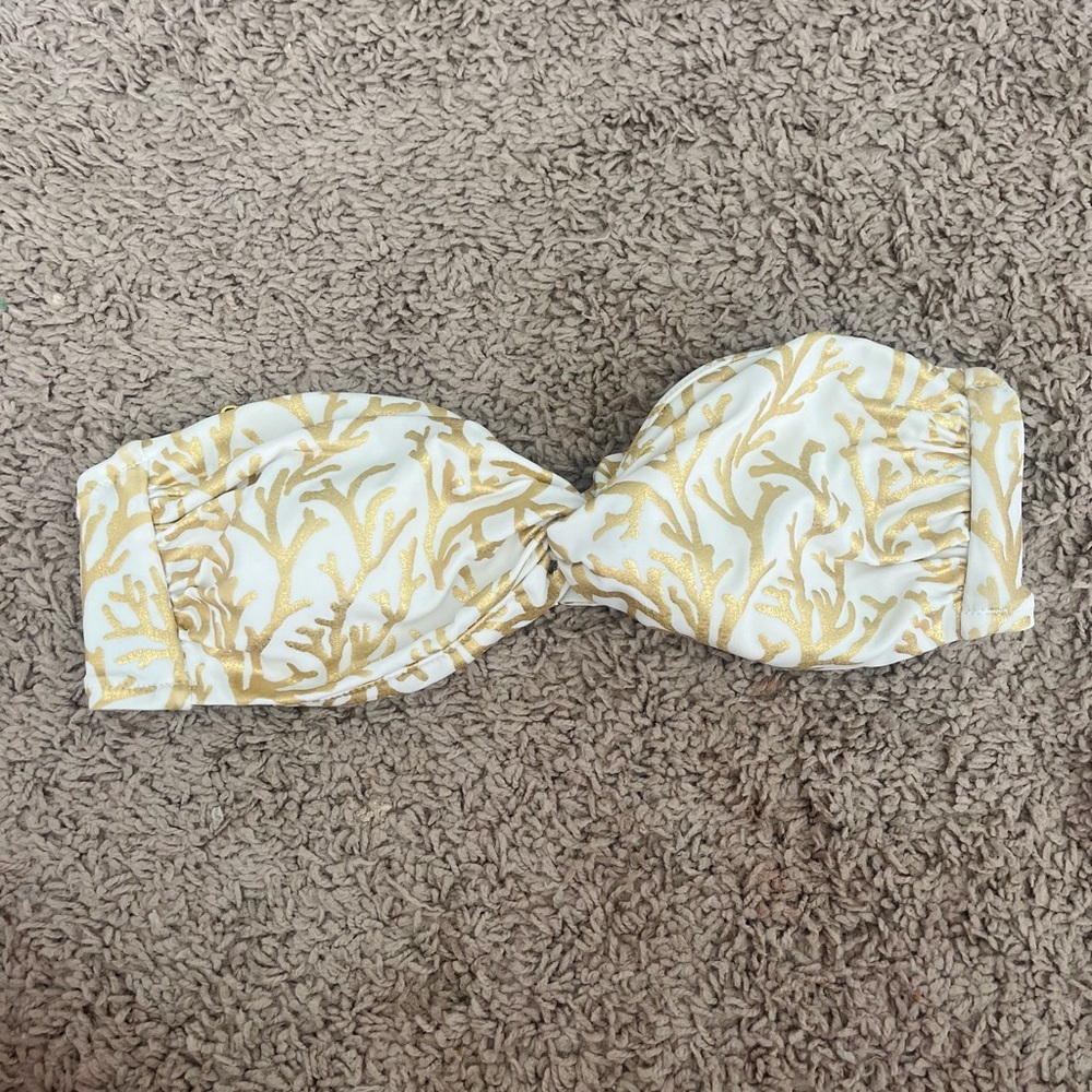 Victoria's Secret Bandeau gold and white Bikini Top